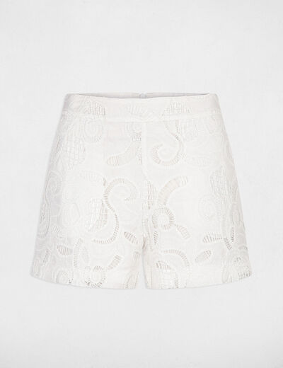 Fitted shorts embroidery ecru ladies'