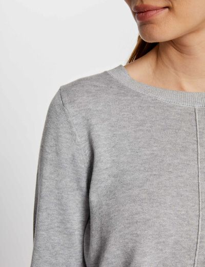 Buttoned jumper round neck mid-grey women