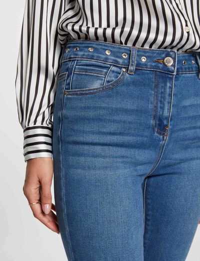 Slim jeans eyelets details stone denim ladies'