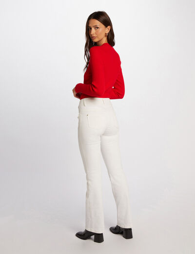 Ribbed jumper high collar red women