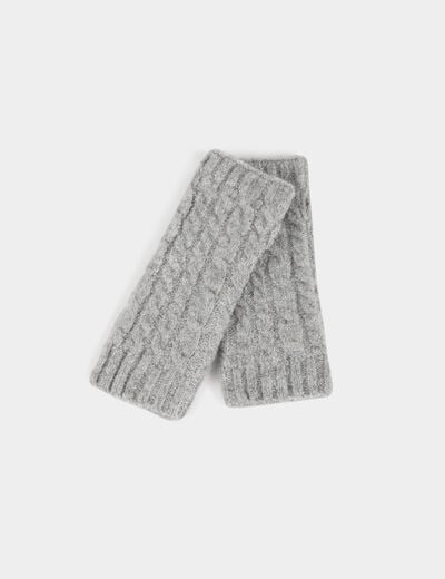 Knitted fingerless gloves anthracite grey women