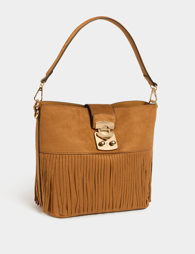 Sac avec franges camel femme