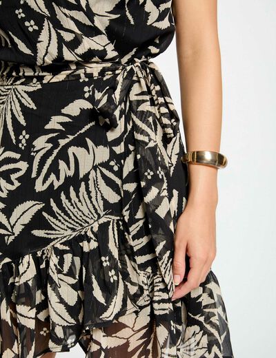 Printed wrap dress black women