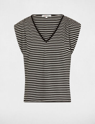 Striped short-sleeved t-shirt black women