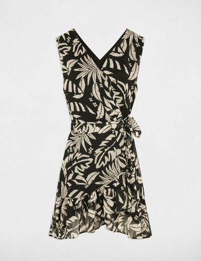 Printed wrap dress black women