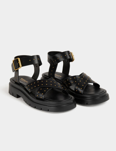 Sandals with studs black ladies'