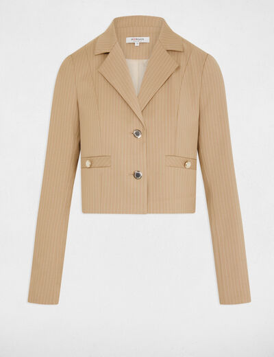 Blazer with stripes light beige women