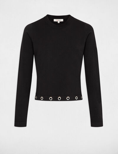 Long-sleeved jumper eyelets black women