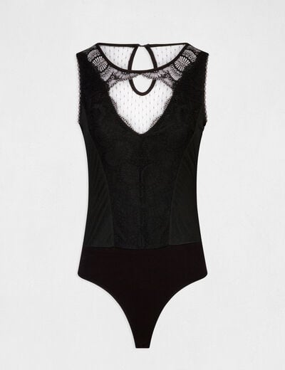 Sleeveless body with lace black ladies'