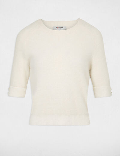 Short-sleeved jumper ivory women