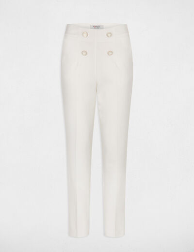 High-waisted straight trousers ecru ladies'