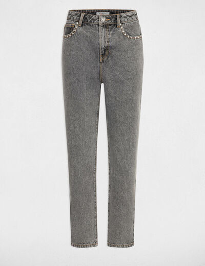 Cropped straight jeans anthracite grey women