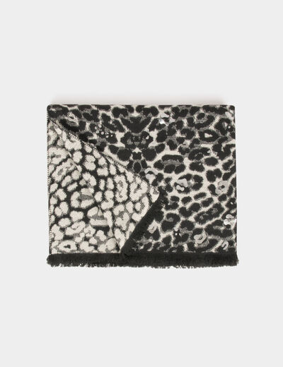 Scarf with leopard print mid-grey women