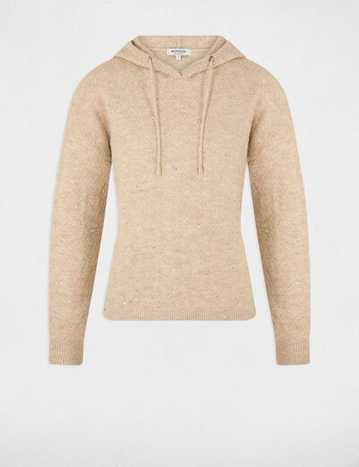 Jumper neck with hood beige women