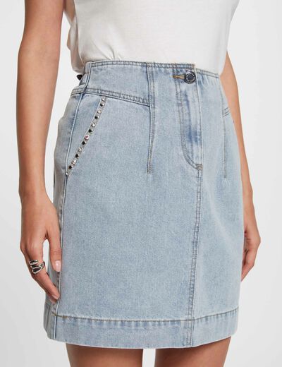 Short denim skirt jean bleached ladies'