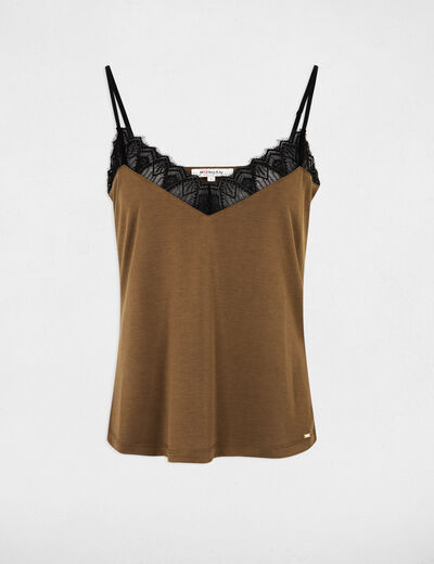 Vest top in lace dark green women