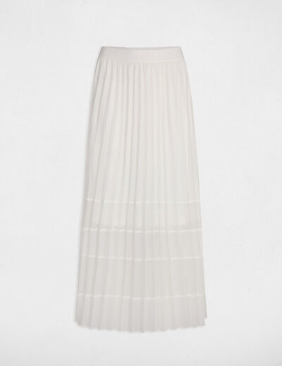 Maxi pleated A-line skirt ecru ladies'