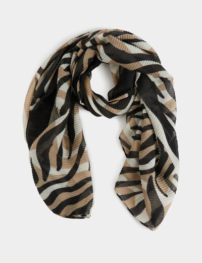 Pleated printed scarf black women