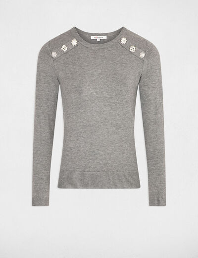 Long-sleeved jumper buttons anthracite grey women