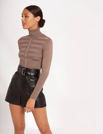 Long-sleeved jumper with turtleneck taupe women