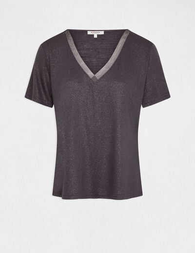 Short-sleeved t-shirt with spangles anthracite grey ladies'