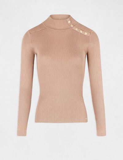 Pull manches longues avec boutons camel femme