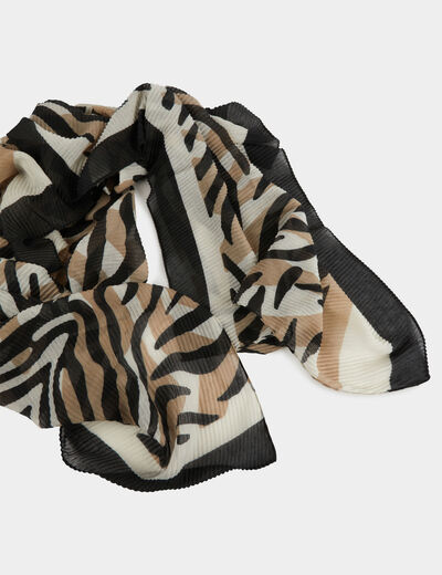 Pleated printed scarf black women