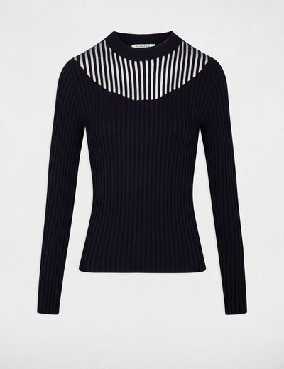 Long-sleeved jumper with high collar navy women