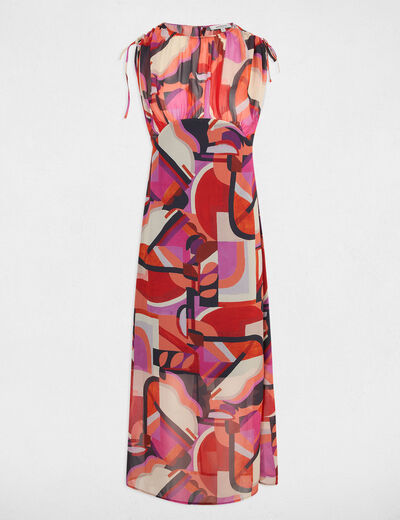 Printed waisted maxi dress multicolor ladies'