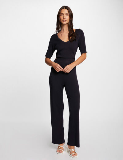 Knitted jumpsuit navy ladies'