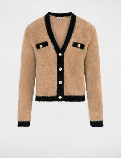 Jumper with fluffy knit camel women