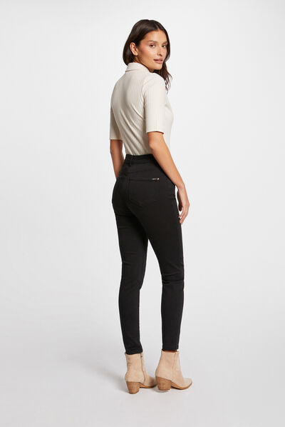 Morgan Black Wax Coated High Waisted Jeans | SilkFred US
