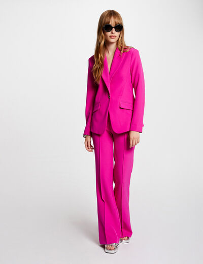 Straight blazer long sleeves dark pink ladies'