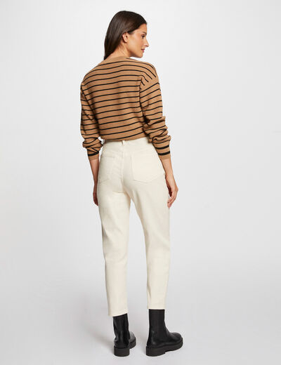 Long-sleeved striped jumper camel women