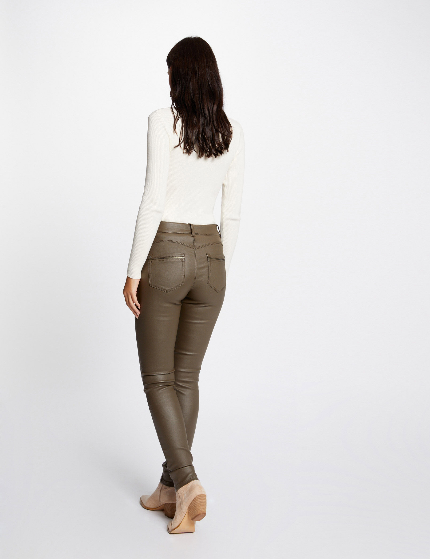 Arrow Sport Khaki Skinny Fit Flat Front Trousers