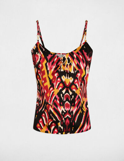 Printed top thin straps multicolored women