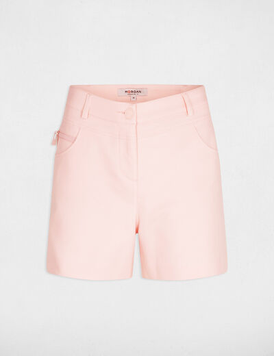 Short ajusté taille haute rose pale femme