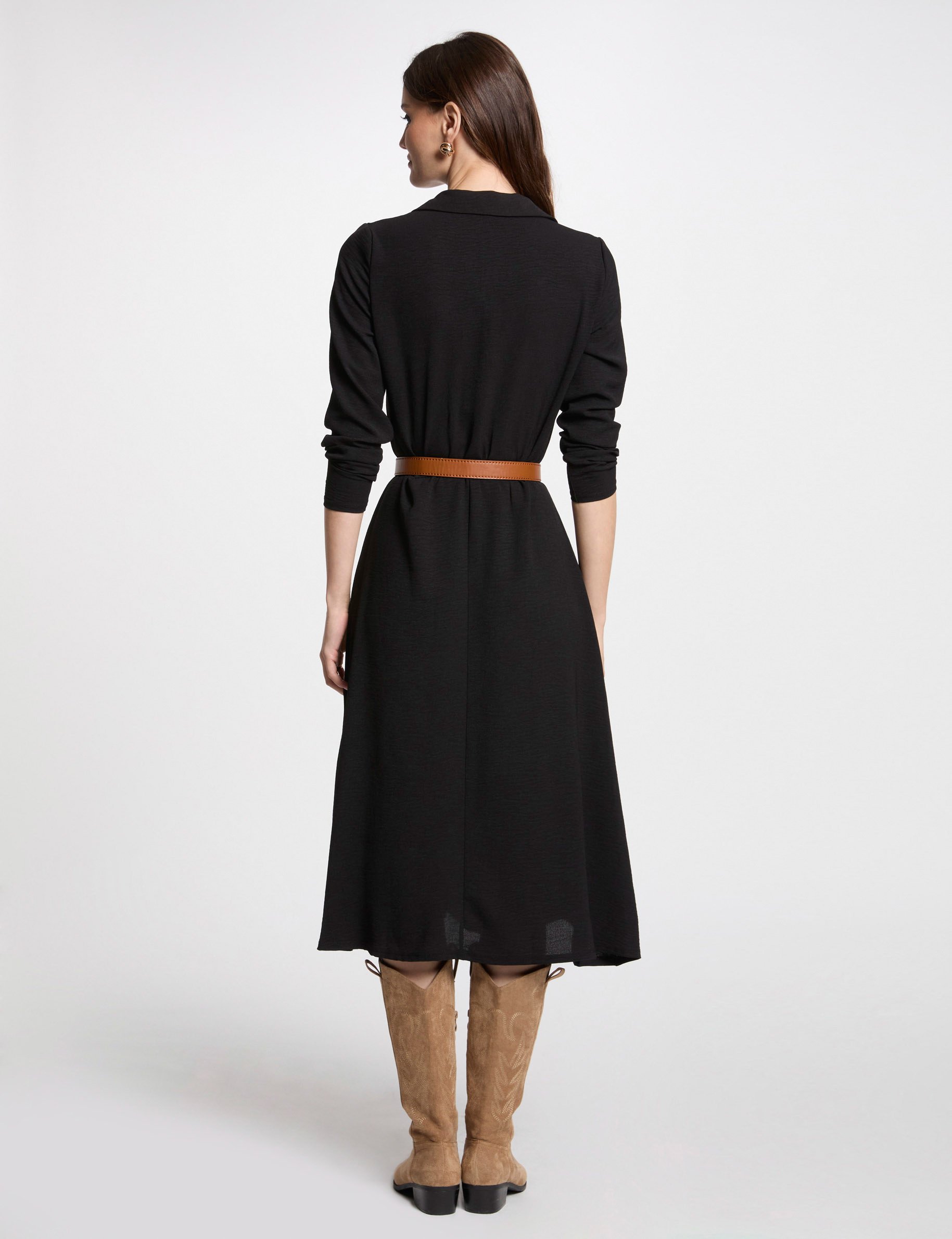 Loose straight midi dress black women