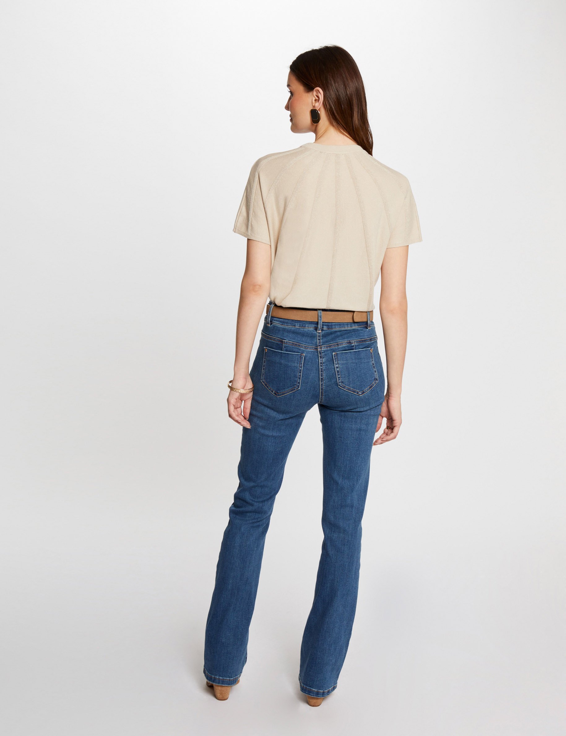 Bootcut jeans with buckles stone denim women