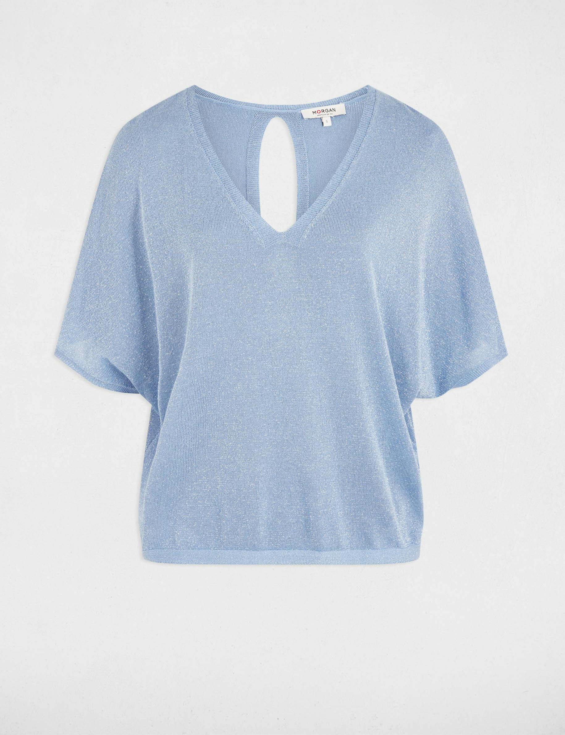 Jumper V-neck grey denim women