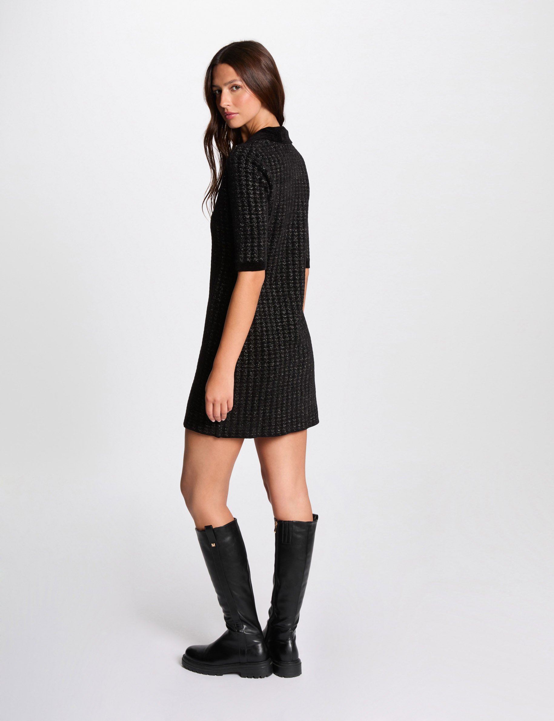 Fitted mini knitted dress black women