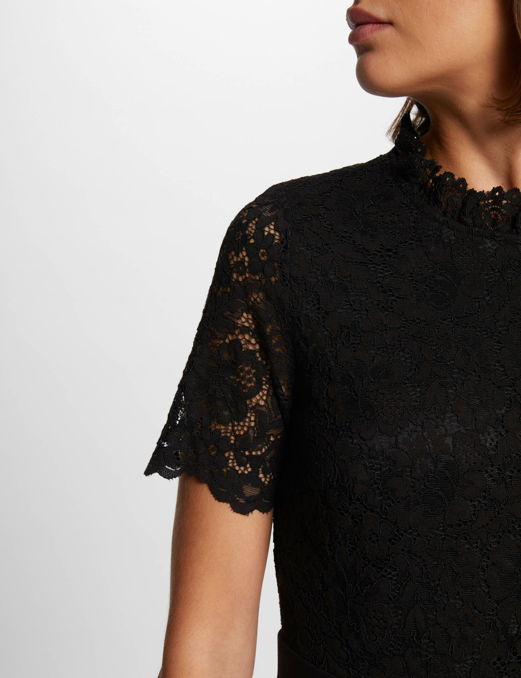 Fitted mini lace dress black women