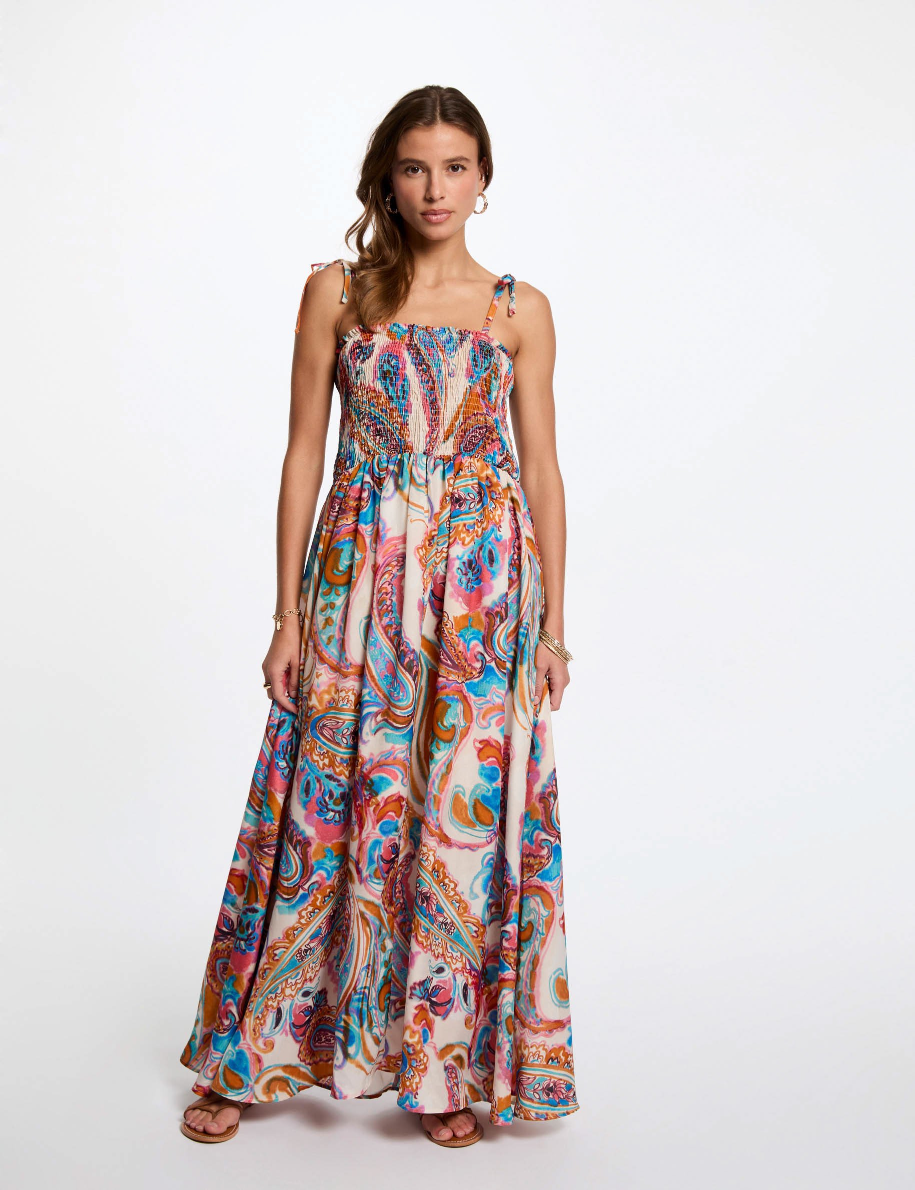 printed maxi straight dress multicolor women Printed maxi straight dress multicolor women