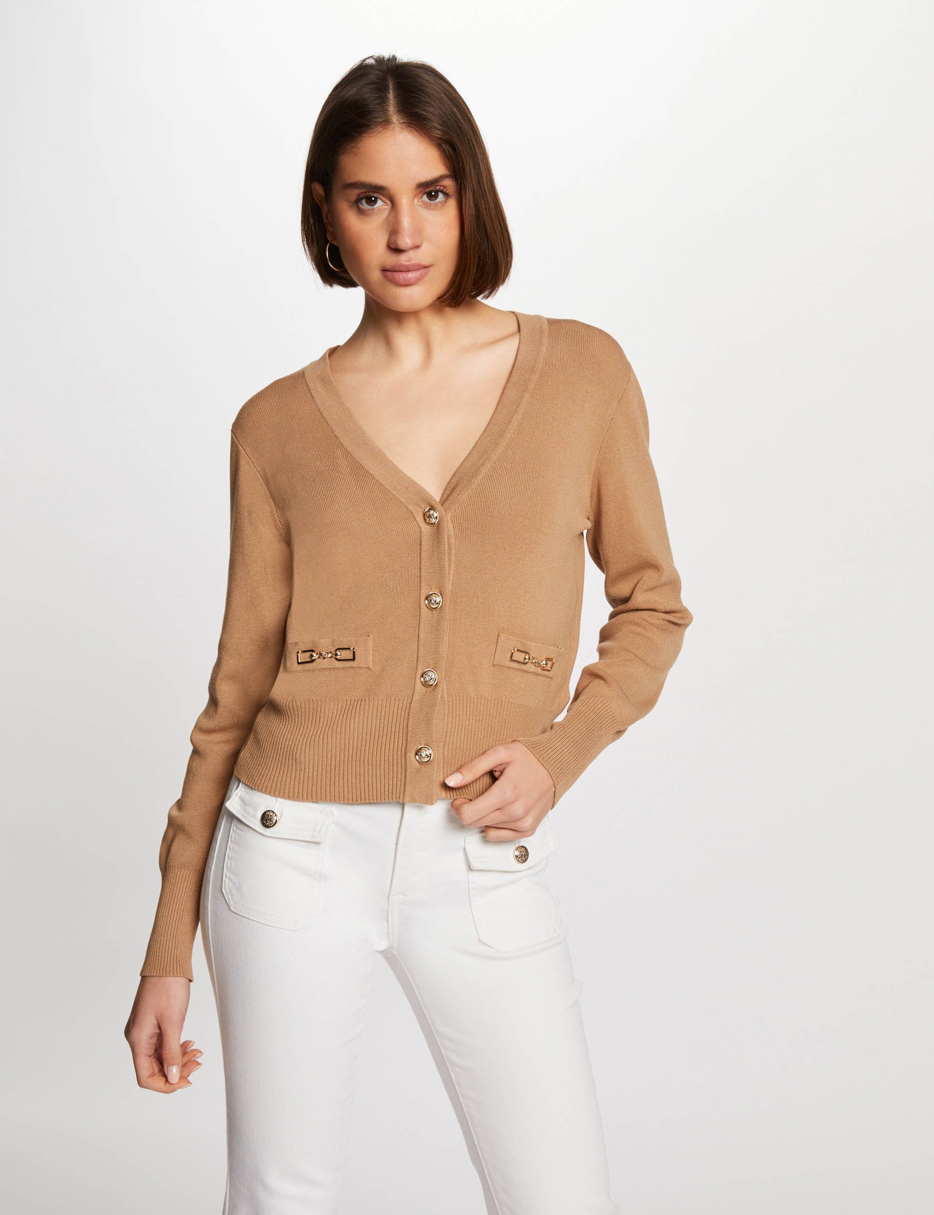 Long-sleeved cardigan camel women