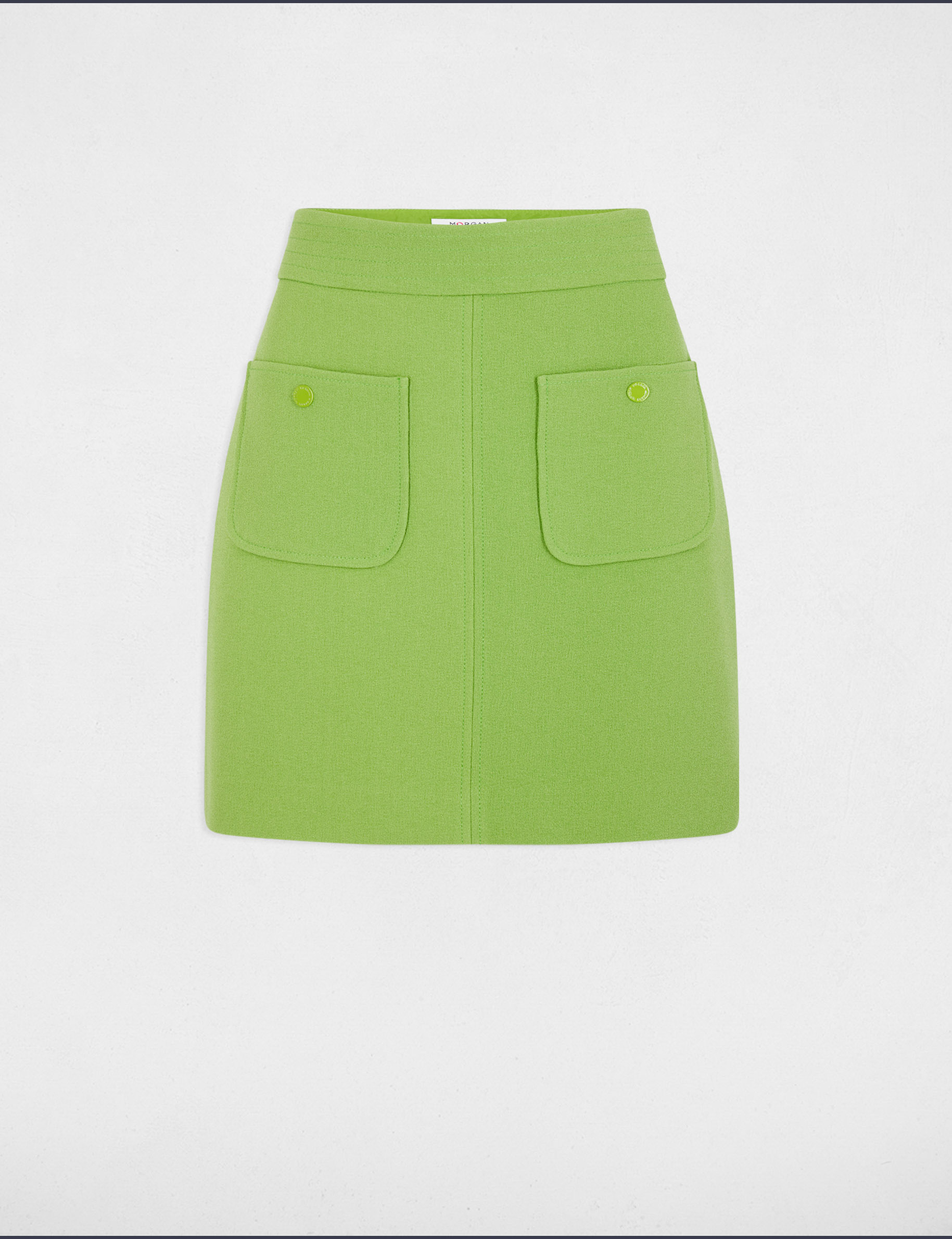 Mini skirt patch pockets aniseed green women