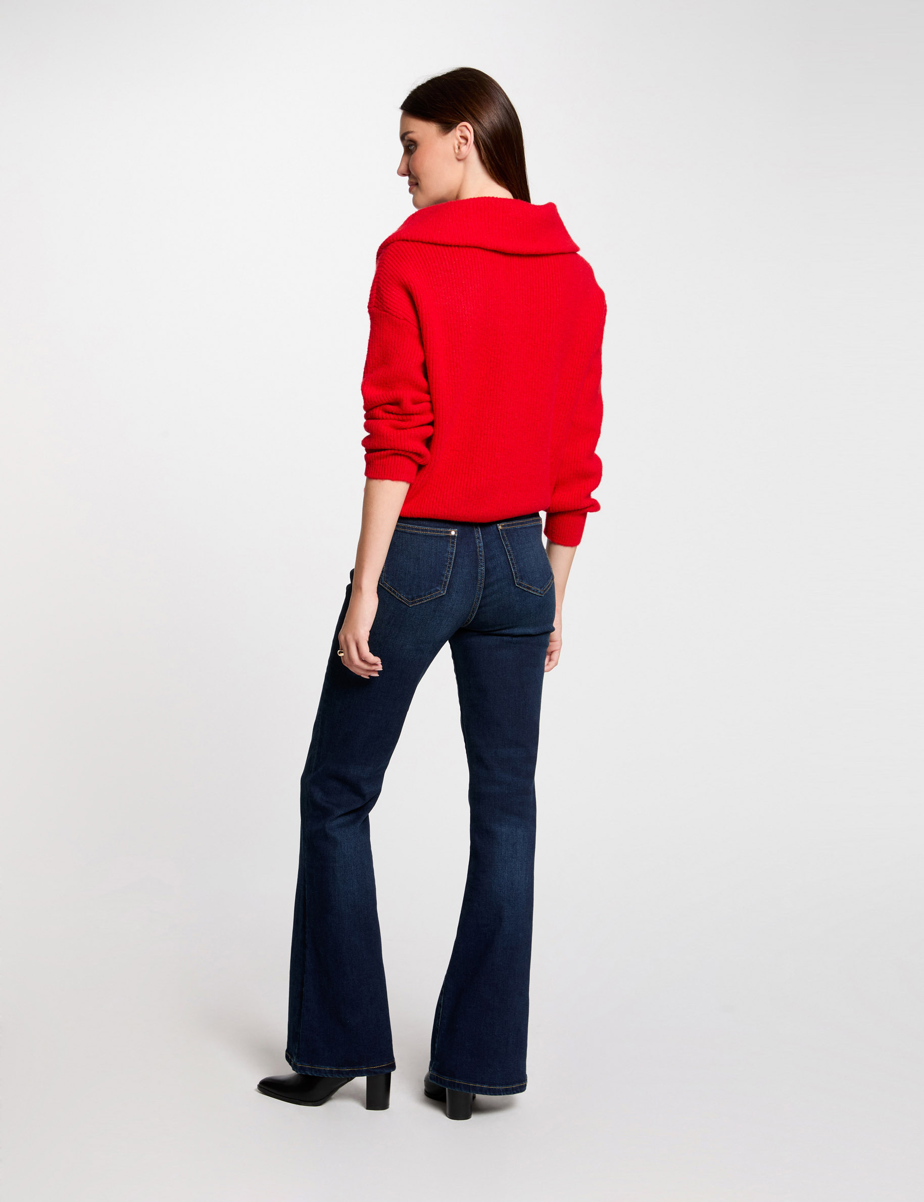 Jumper with zipped-rollneck red women