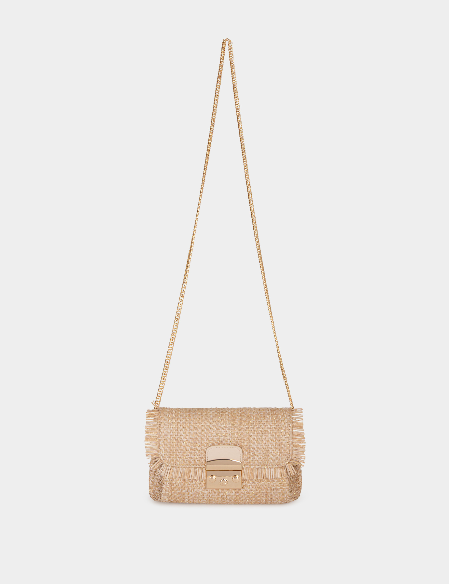 Braided bag with fringes sand women