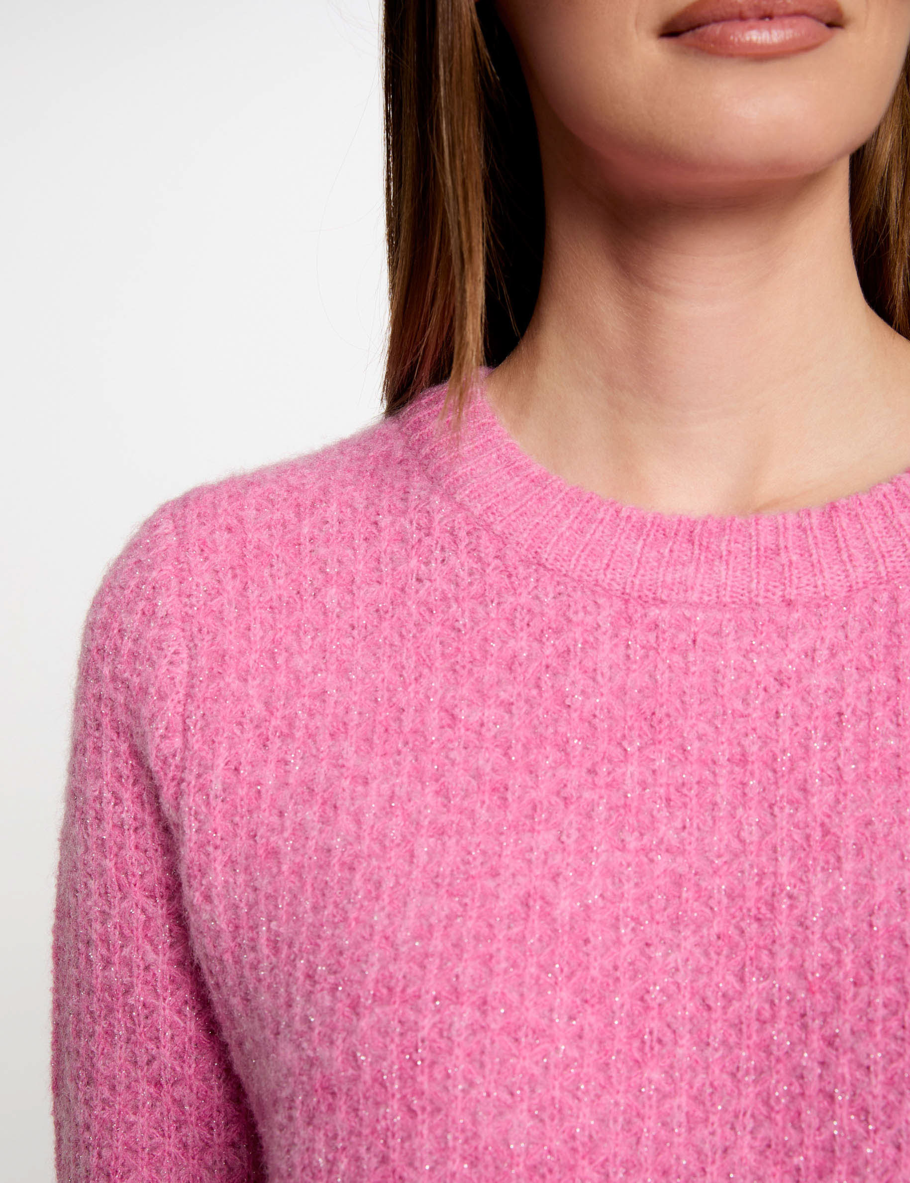 Jumper round neck long sleeves medium pink women