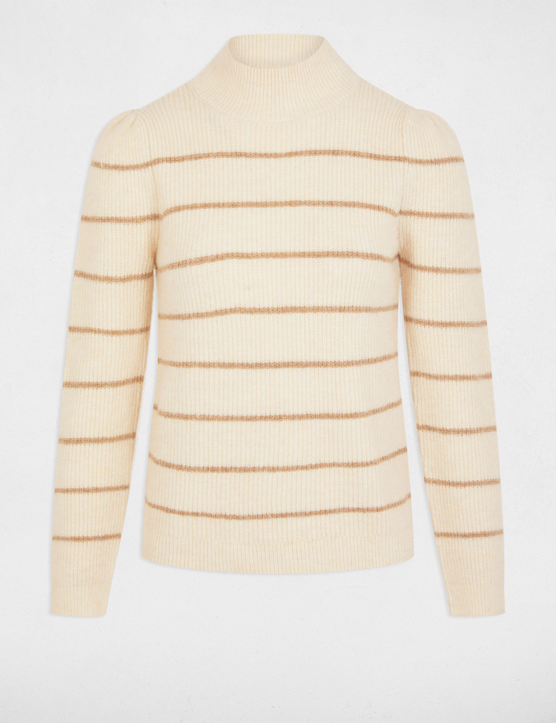 Striped jumper high collar ivory women