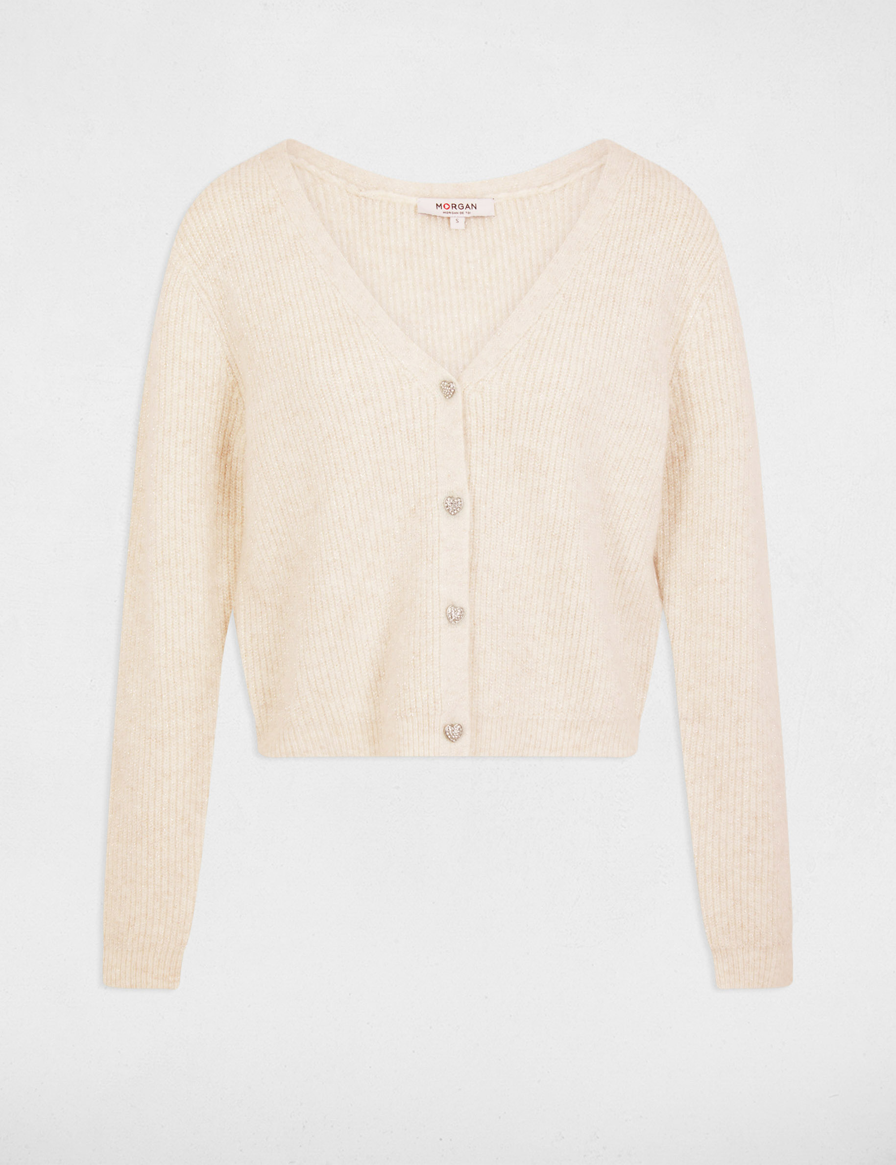 Cardigan with V-neck ivory women